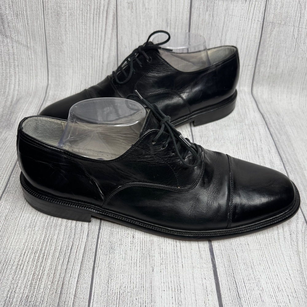 Sandro Moscoloni Men's Cap Toe Dress Shoes Size 10 Leather Black - Picture 2 of 6